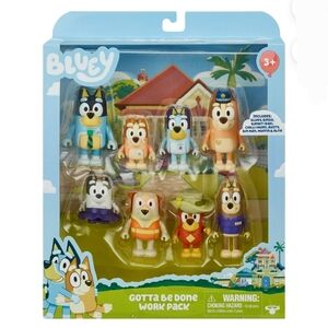 Bluey Gotta be Done Work 8 Pack, 2.5 - 3" Bluey Character Figures